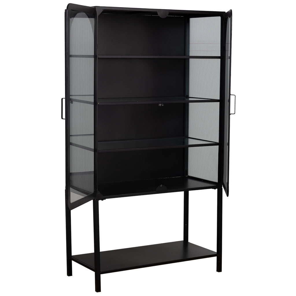 Vetrina in metallo laccato nero a 2 porte 88x44x160