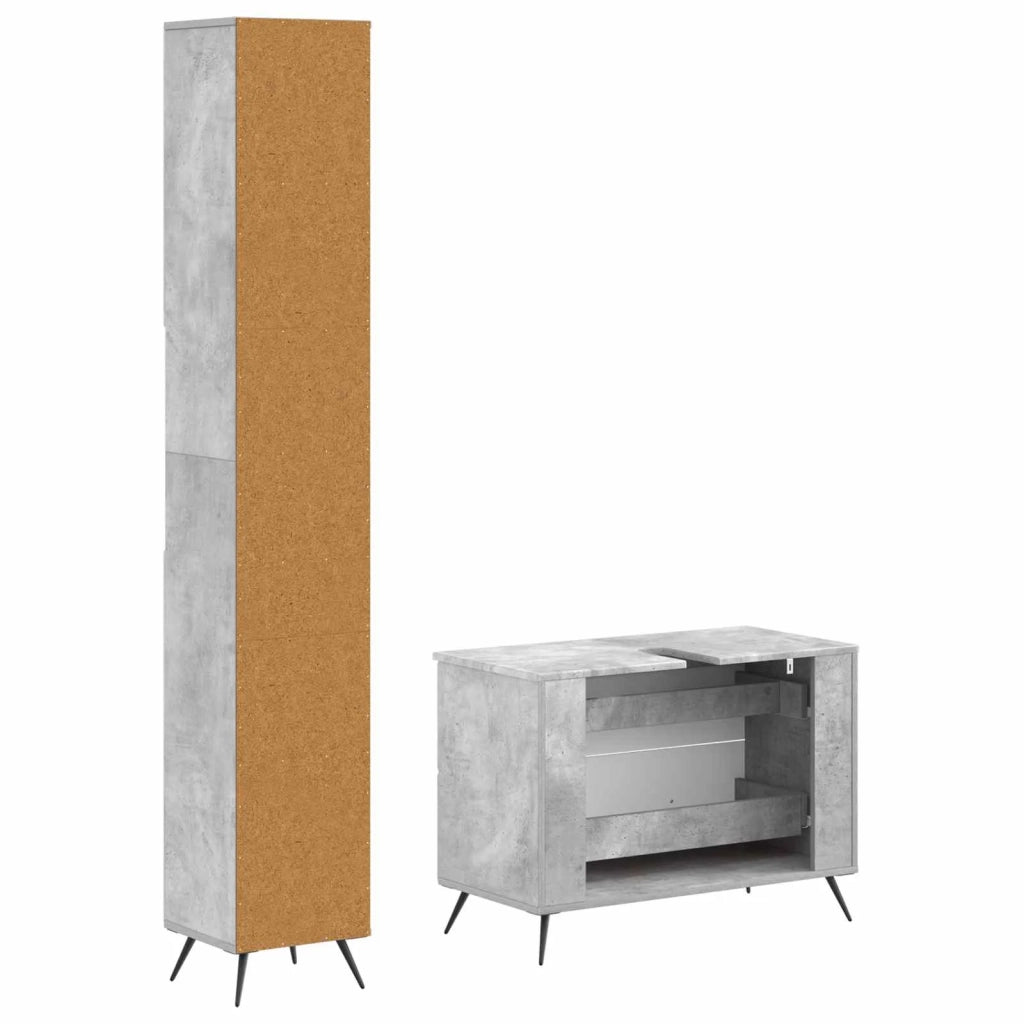Set di Armadi da Bagno da 2 Pezzi BREDA Grigio Cemento 3417561