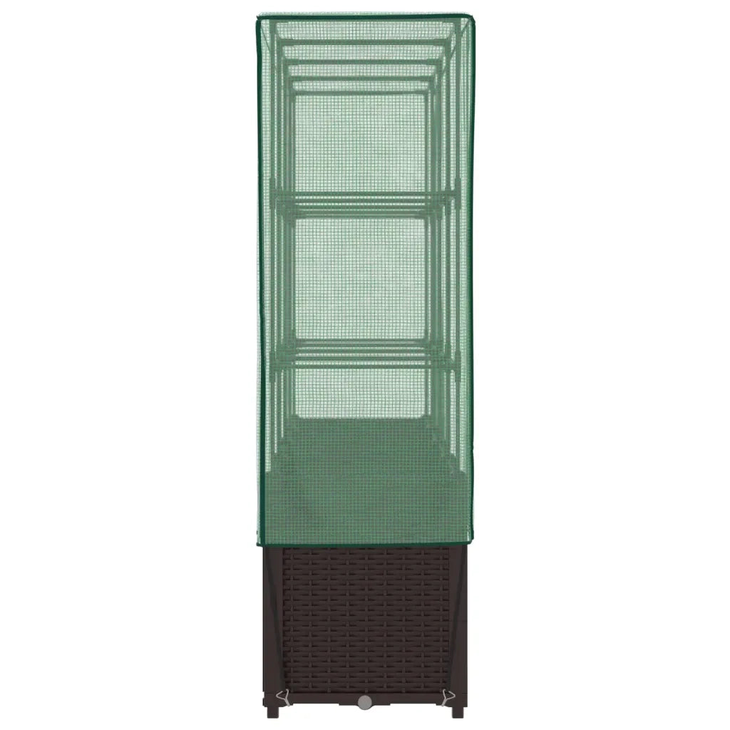 Fioriere | Cassetta per fiori | Letto Rialzato con Copertura Serra Effetto Rattan 160x40x153 cm