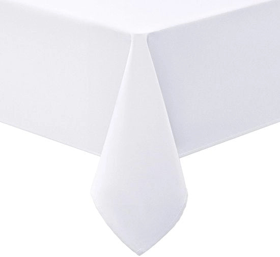 Tavolino Copri Tavolo Lavabile Quadrato 140x220cm Copri Tavolo Poliestere Idrorepellente Effetto Loto Copri Tavolo Vuoto Idrorepellente Lavabile Copri Tavolo per Cucina da Festa, Bianco