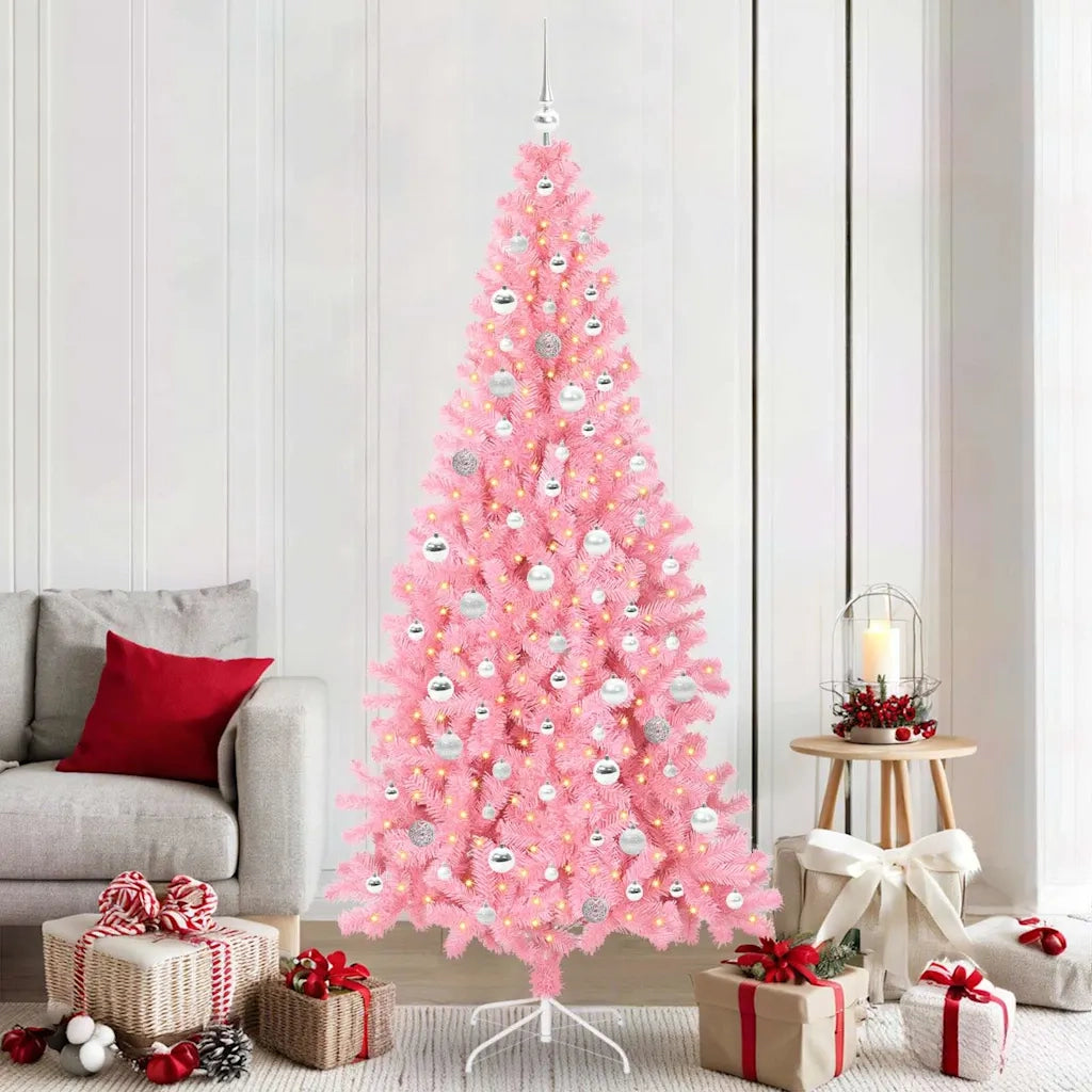 Albero di Natale con 300 LED con supporto Rosa 210 cm PVC
