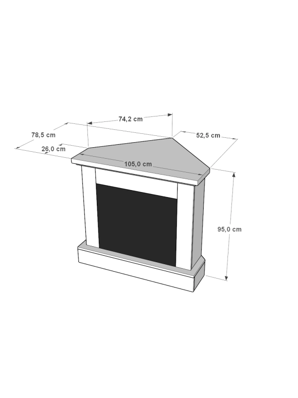 Caminetto Elettrico Angolare da pavimento A Libera Installazione 28' Nero-Rovere chiaro - YUKON