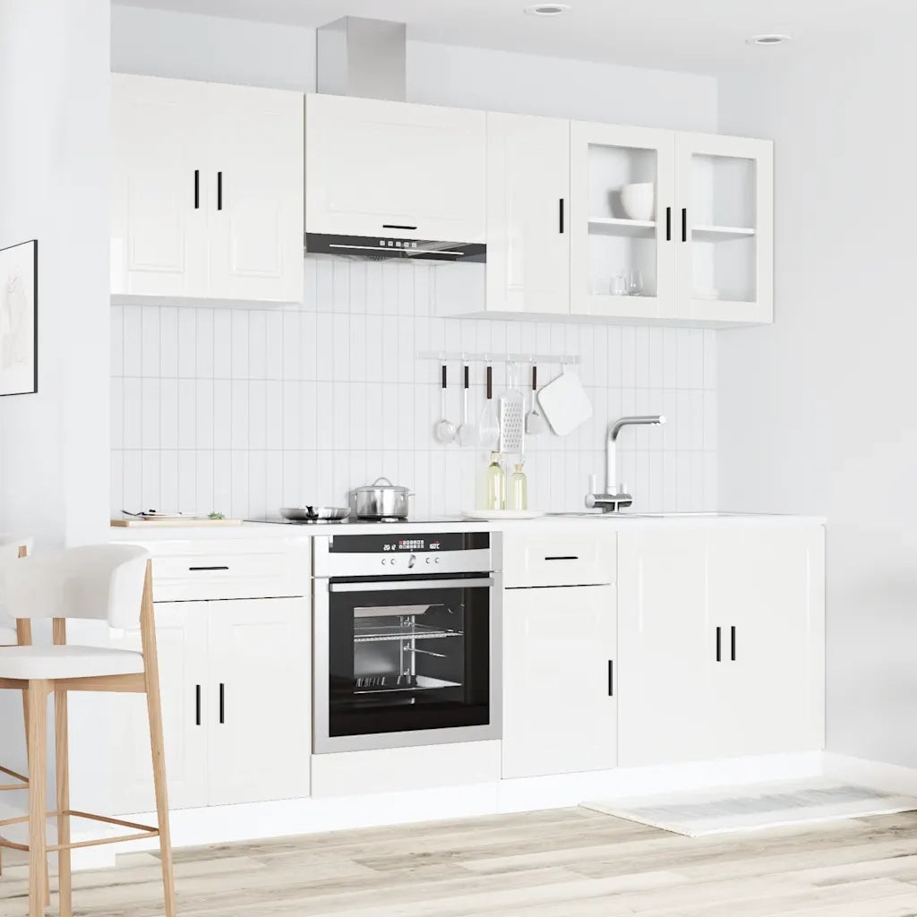 Set Mobili da Cucina 8 pz Kalmar Bianchi Lucido in Truciolato 3314843