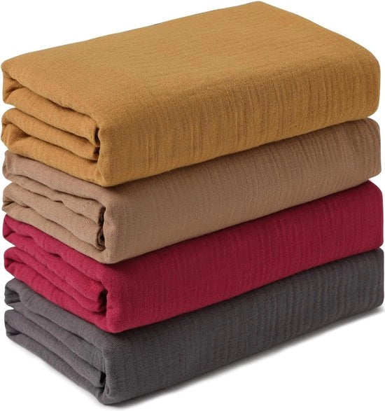 Coperta per neonati, 4 pezzi, cotone a mussola, coperta per bambini, 95 x 100 cm, coperta per bambini da abbracciare, per bambini, per lettino, per passeggino, per bambini, regalo