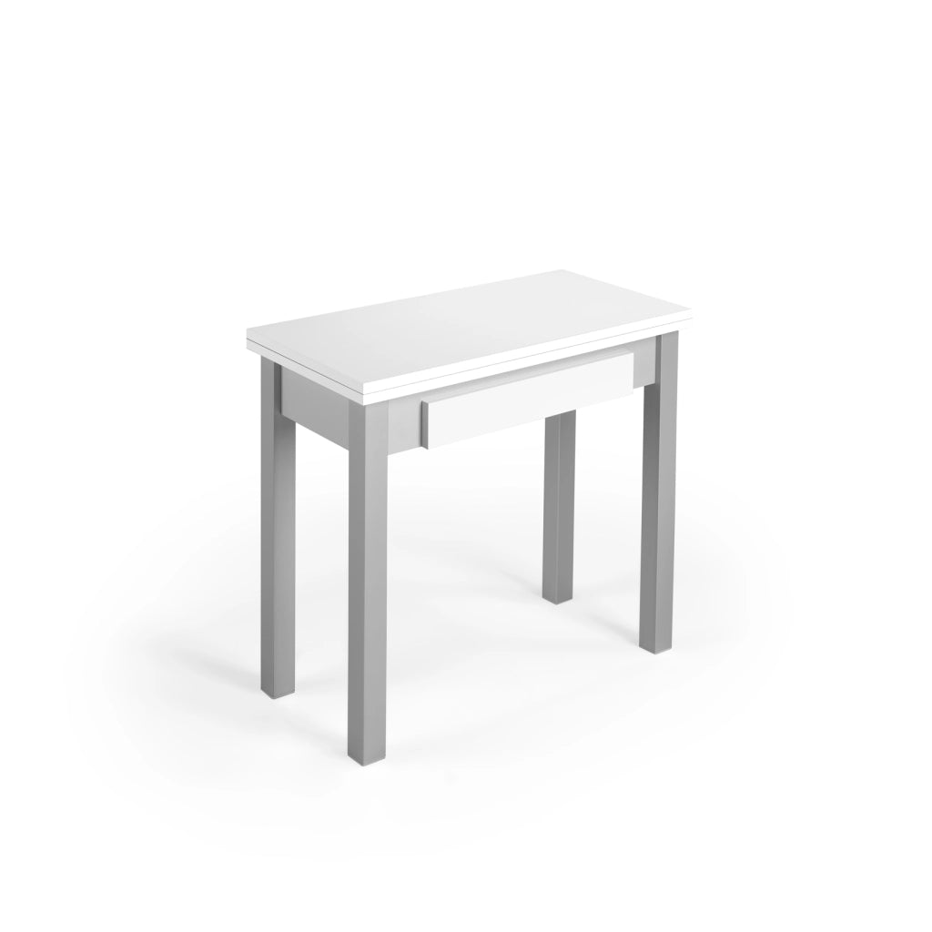 Tavolo cucina allungabile Herdasa effetto e metallo bianco?grigio L40/80