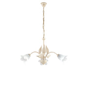 Lampadario 3 Luci Olga Avorio Oro Stile Ferro Battuto Vetro BeLight