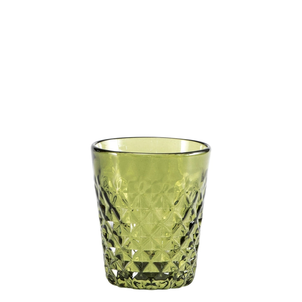 Zafferano Tumbler Balloton Verde Mela Set 6 Bicchieri in Vetro Soffiato a Mano con Texture a Rilievo Artigianale Elegante e Resistente 35cl