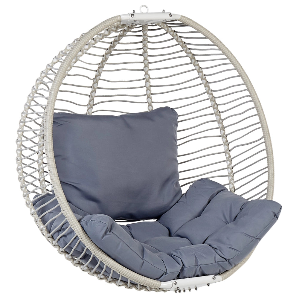 Sedia sospesa con piedistallo bianco e grigio metallo soggiorno esterno cuscino stile retro boho