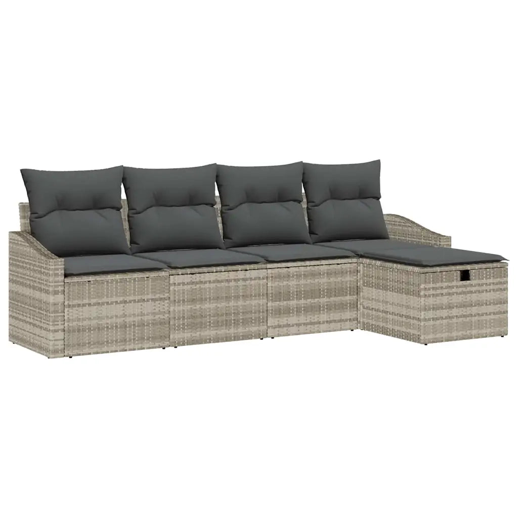 Set di divani con cuscino 5 pcs Grigio chiaro polyrattan 3359261