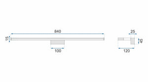 Lampada Da Parete Da Bagno Led Sopra Specchio 18w 90cm APP371-1W Cromo