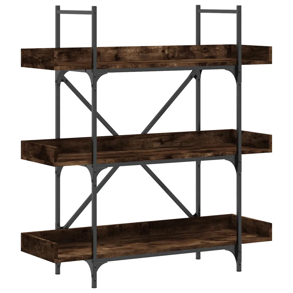 Libreria 3 Ripiani-Scaffale per Libri-Mobile di Stoccaggio Rovere Fumo 100x33x108,5cm Legno Multistrato