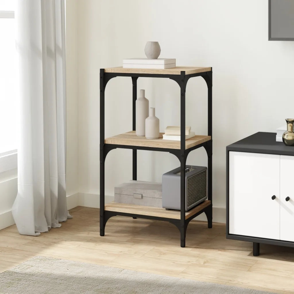 Libreria-Scaffale per Libri-Mobile di Stoccaggio Rovere Sonoma 40x33x70,5cm Legno Multistrato e Acciaio