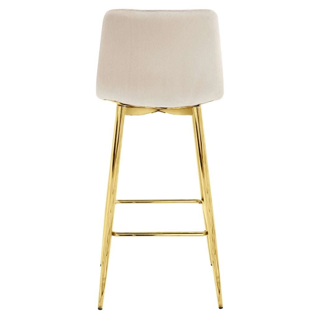 Sgabello da bar Valora KODA STOOL in velluto beige con gambe dorate x2