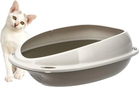 Ciotola per gatti senza coperchio Ciotola per gatti con bordo 57 x 40 x 19 cm Grigio Ovale Igiene