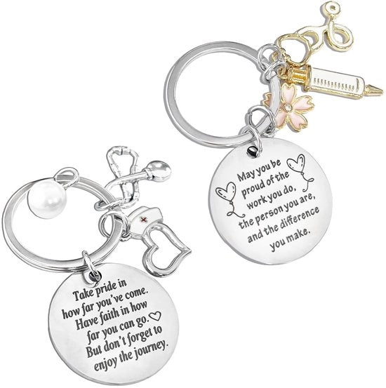 Sostegno per Chiave Professionale - 2 Pezzi - Regalo per Laureati - Sostegno per Chiave Decorativo - Acciaio Inossidabile - Argento - Design Unico