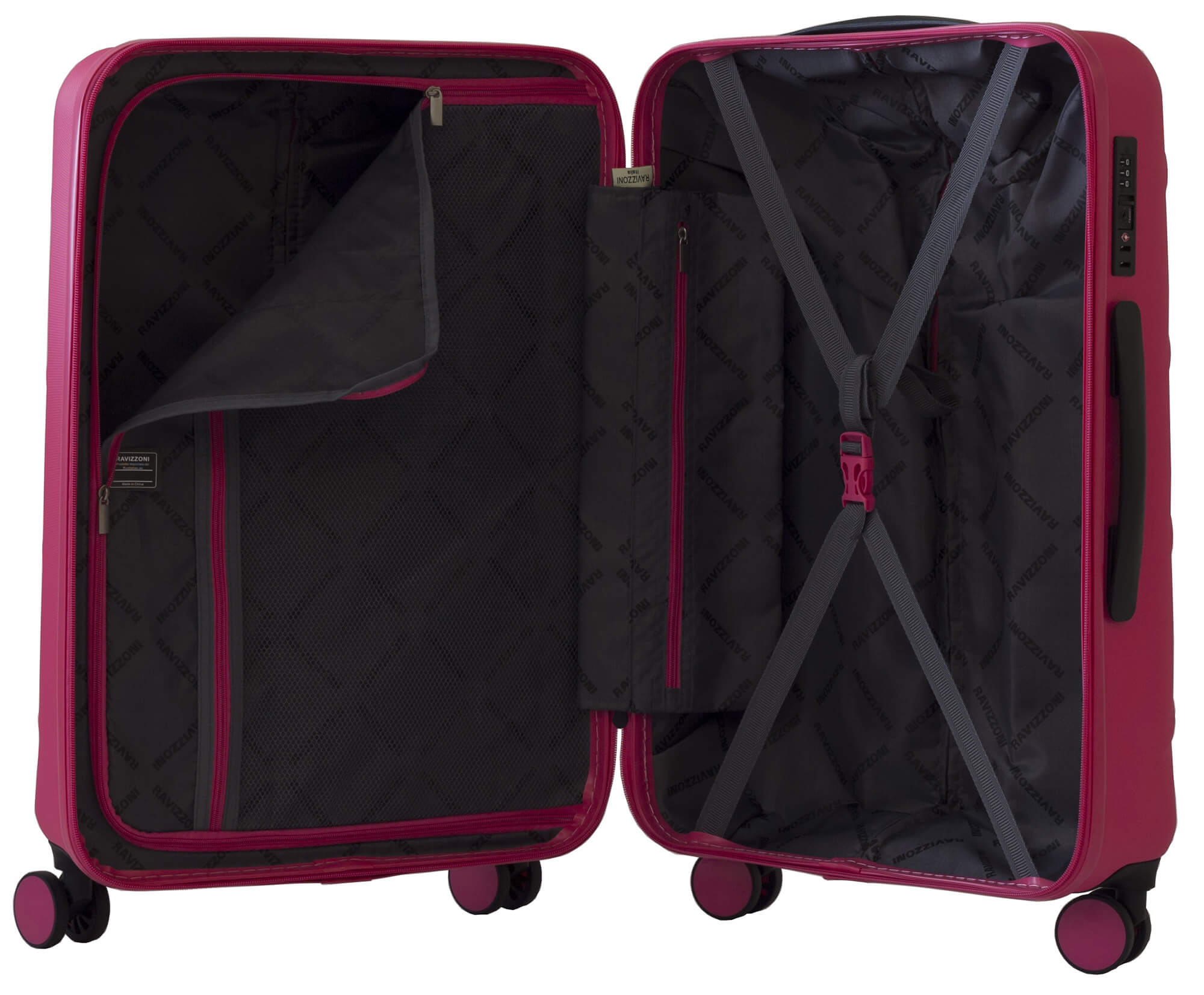 Trolley Valigia Grande Rigida in ABS 4 Ruote TSA Ravizzoni Mojito Fucsia