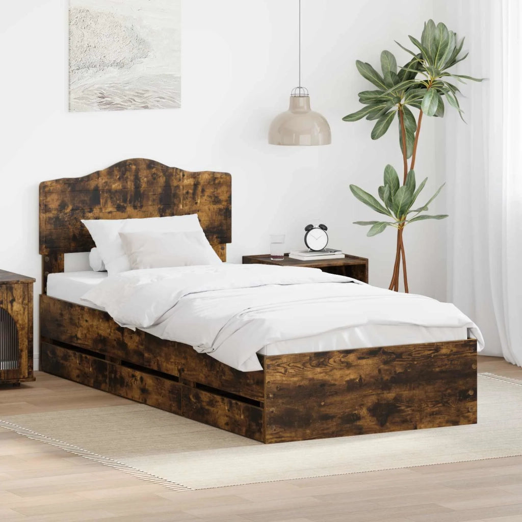 Struttura del letto con cassetto Rovere fumé 90 x 200 cm 3413044