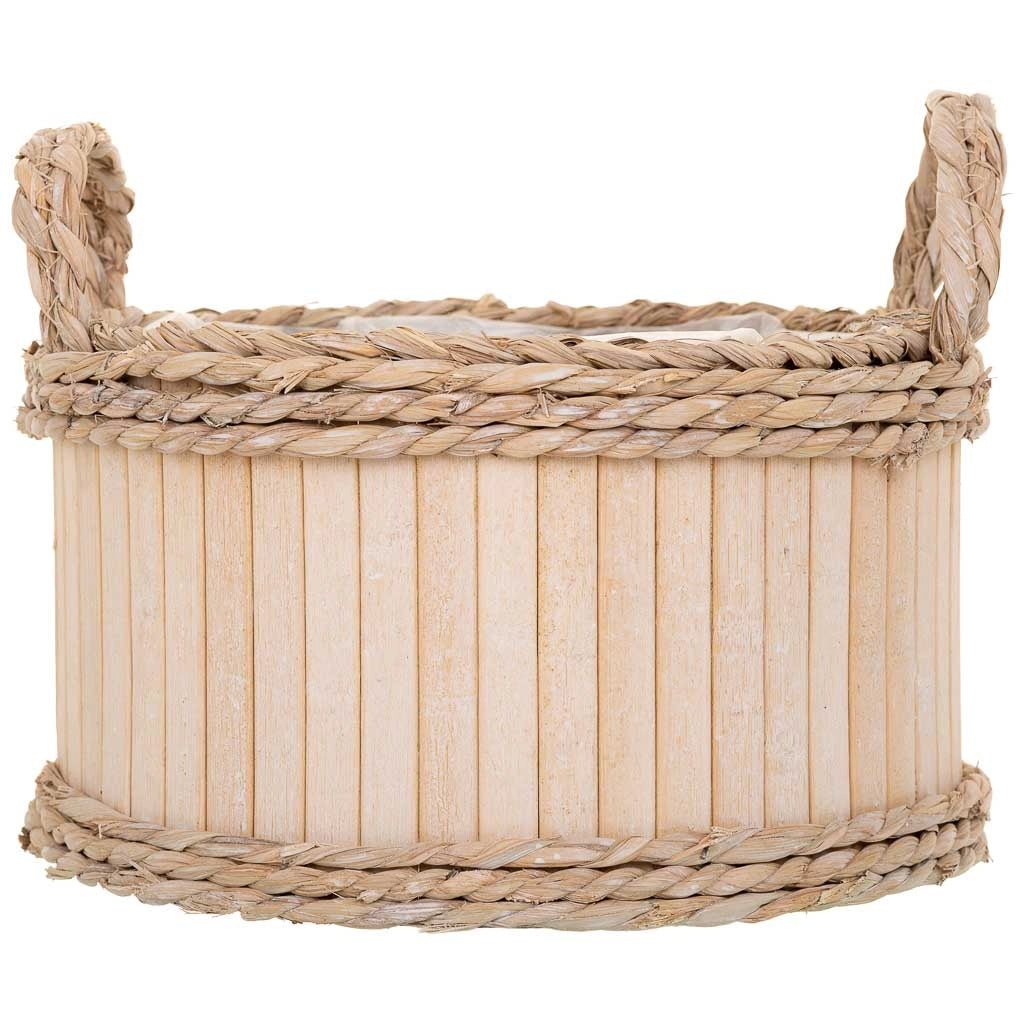 Set di 3 cestini ovali in legno marrone