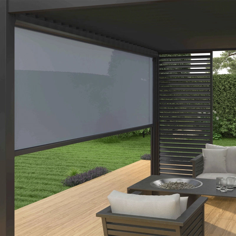 Pergola bioclimatica Ombréa addossata VS 3x4M antracite + 1 tenda 4M antracite