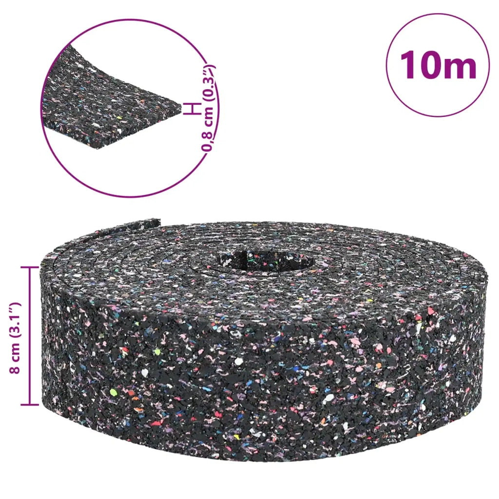 Rotolo di Granulato in Gomma Nero 1000 x 8 x 0,8 cm Gomma