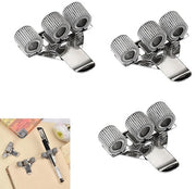 Set di 3 tenere penna in metallo con chiusura a clip, adatto per whiteboard di casa (argento a 3 strati)