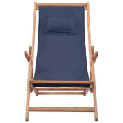 Sdraio da Spiaggia Pieghevole Telaio in Legno e Tessuto Blu 43996