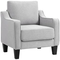 Poltrona Moderna in Tessuto con Imbottitura Spessa e Molle Insacchettate, 77x77x86 cm, Grigio