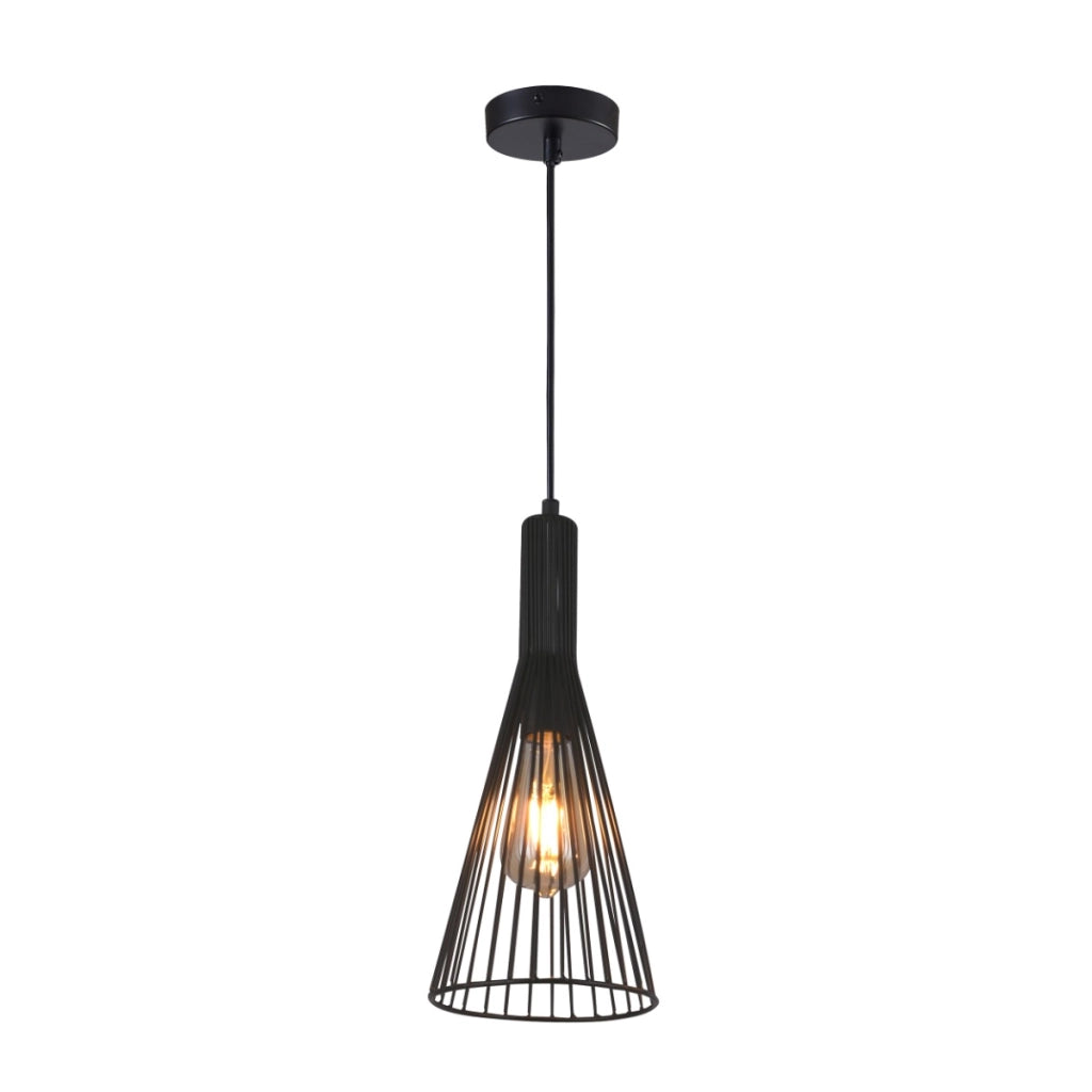 Lampada a sospensione TIANA nera metallo E27 Polux