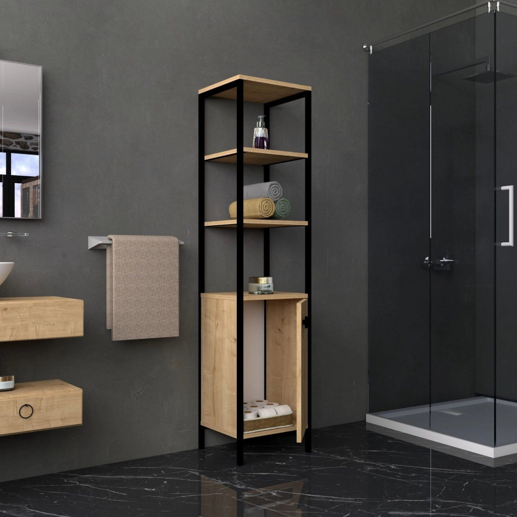 Sabaudia, Mobile Colonna 3 Ripiani, 162x34x38h cm Marrone Rovere