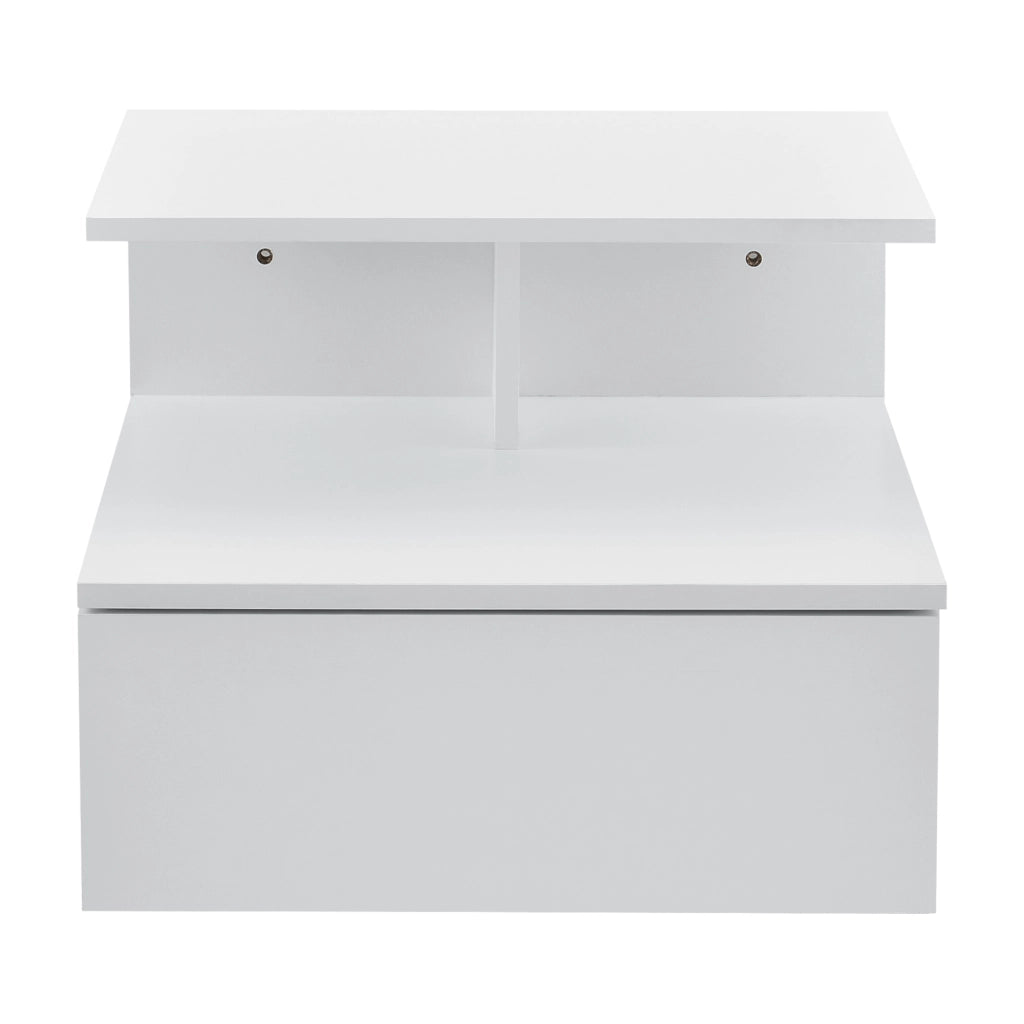 Comodino da Parete Amberg con Cassetto e Ripiani 40x35x31 cm - Bianco [en.casa]