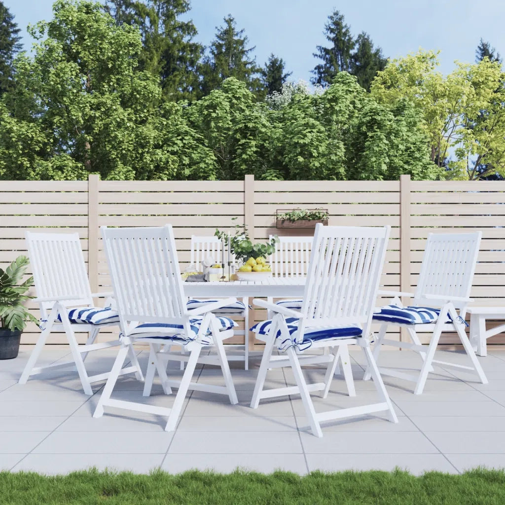 Cuscini per Sedia 6 pz | Cuscini per sedie Bianco e Blu 50x50x7 cm Tessuto Oxford