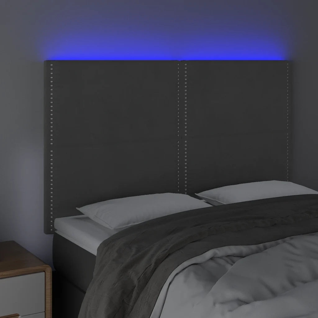 Testiera | Testata a LED Grigio Scuro 144x5x118/128cm in Velluto
