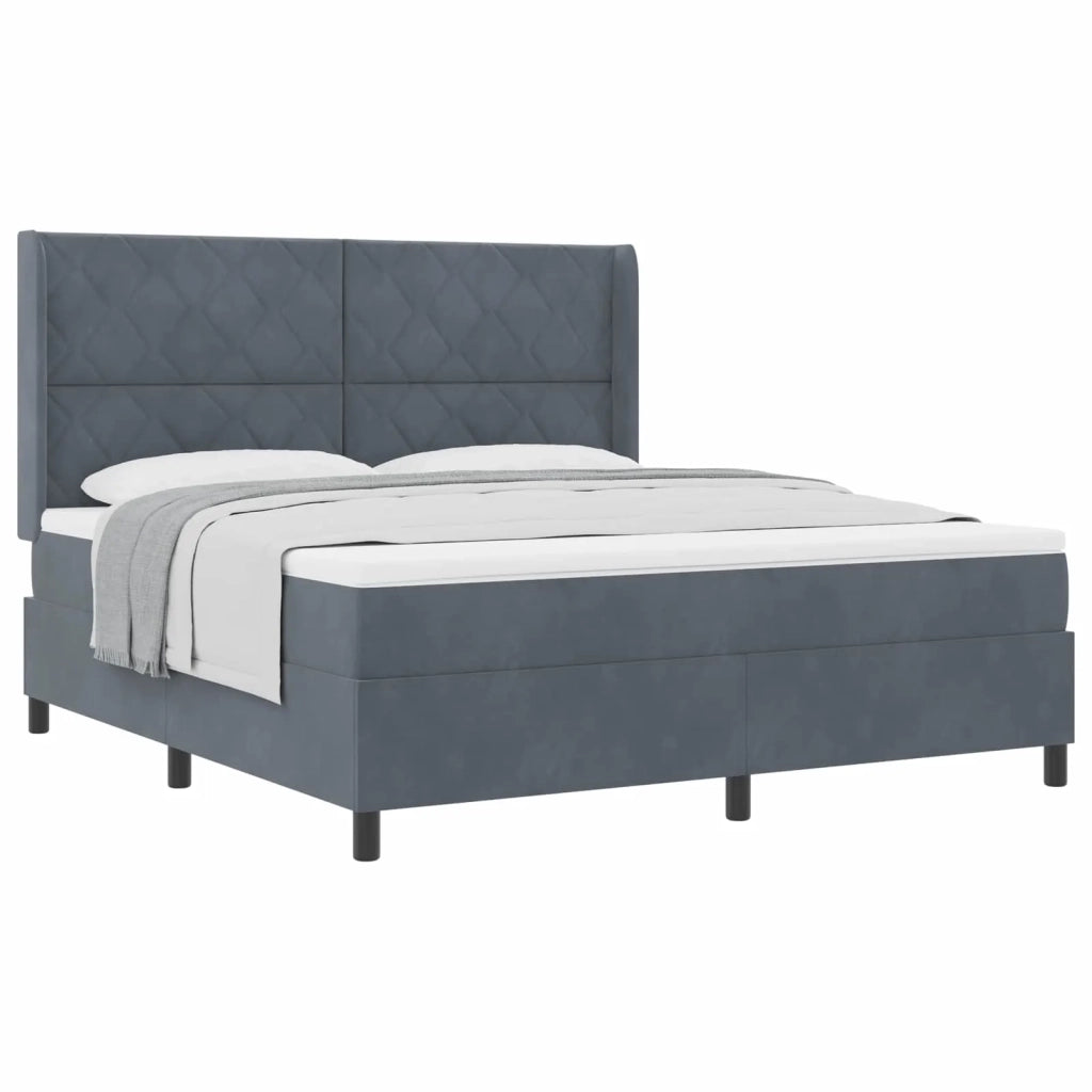 Letto a molle con materasso Grigio scuro 180 x 200 cm Velluto 3342075