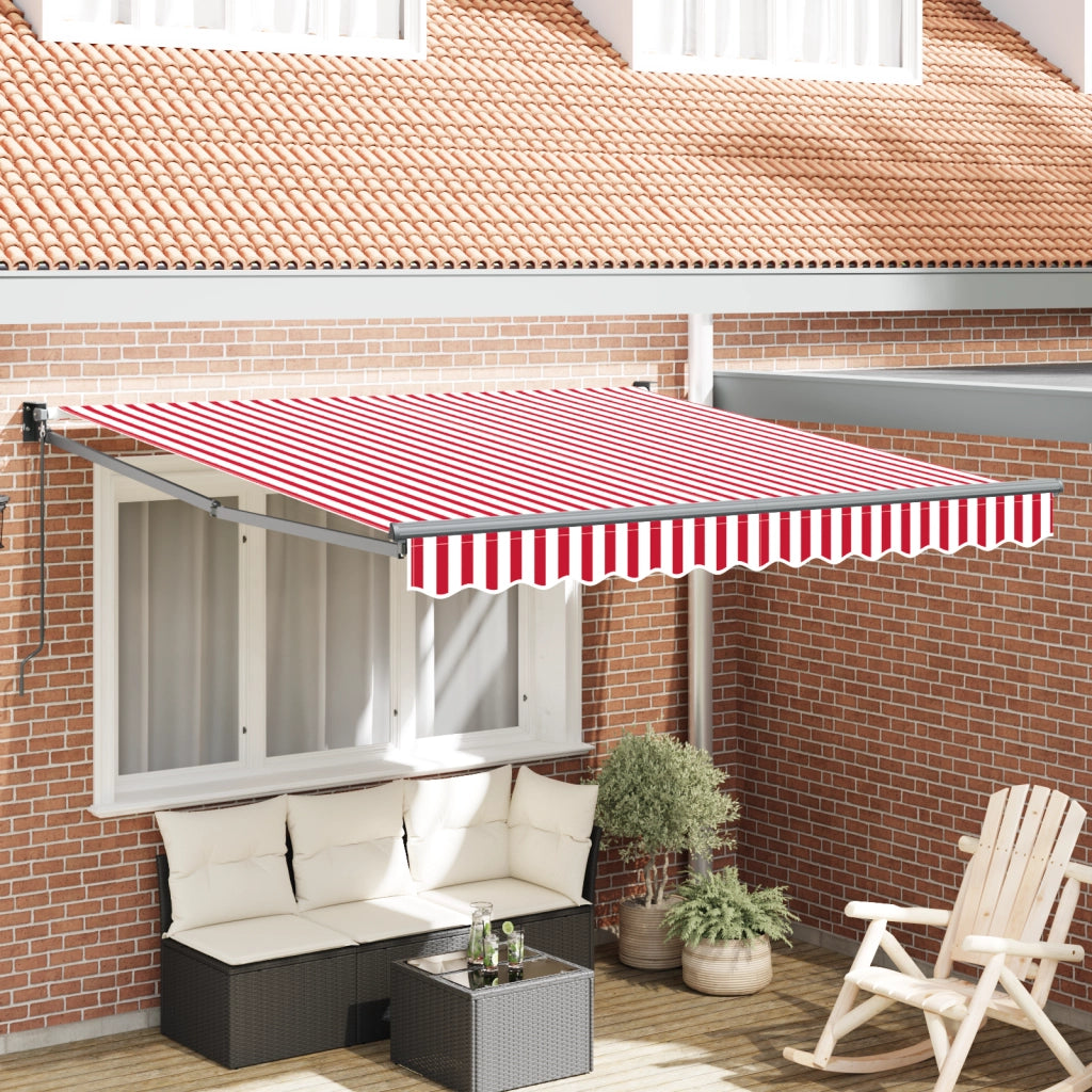 Tenda Retrattile Manuale Righe Rosse e Bianche 300x250 cm