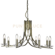 Ascona 8Lt Pendant - Metallo e vetro in ottone anticato