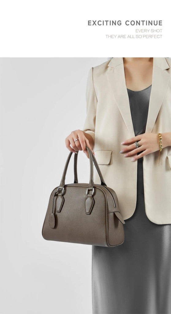 Borsa a tracolla da donna in vera pelle, colore grigio.