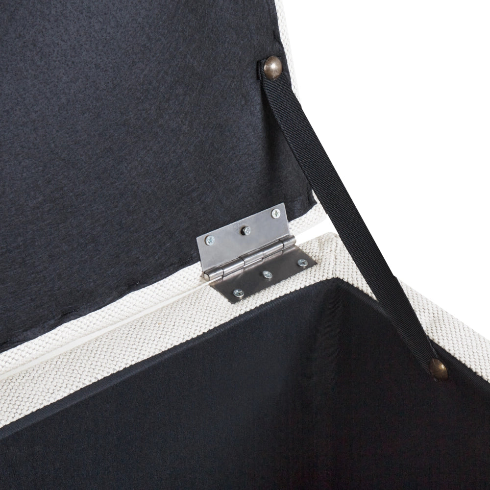 Ottomana Bianco Sporco 100 x 42 x 40 cm in tessuto poliestere Poggiapiedi imbottito Soggiorno Stile Moderno