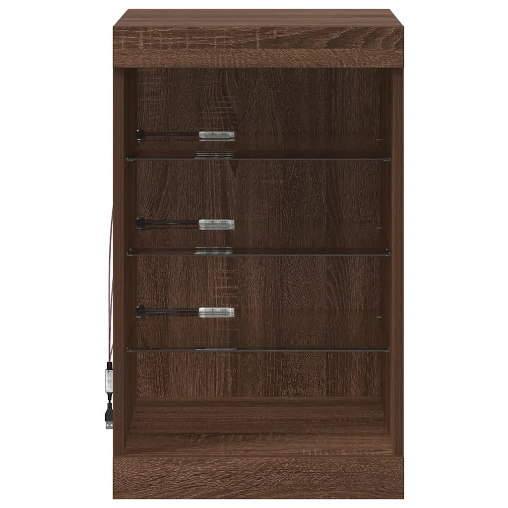 Credenza con Luci LED-Buffet-Armadio da cucina Rovere Marrone 41x37x67 cm 431016