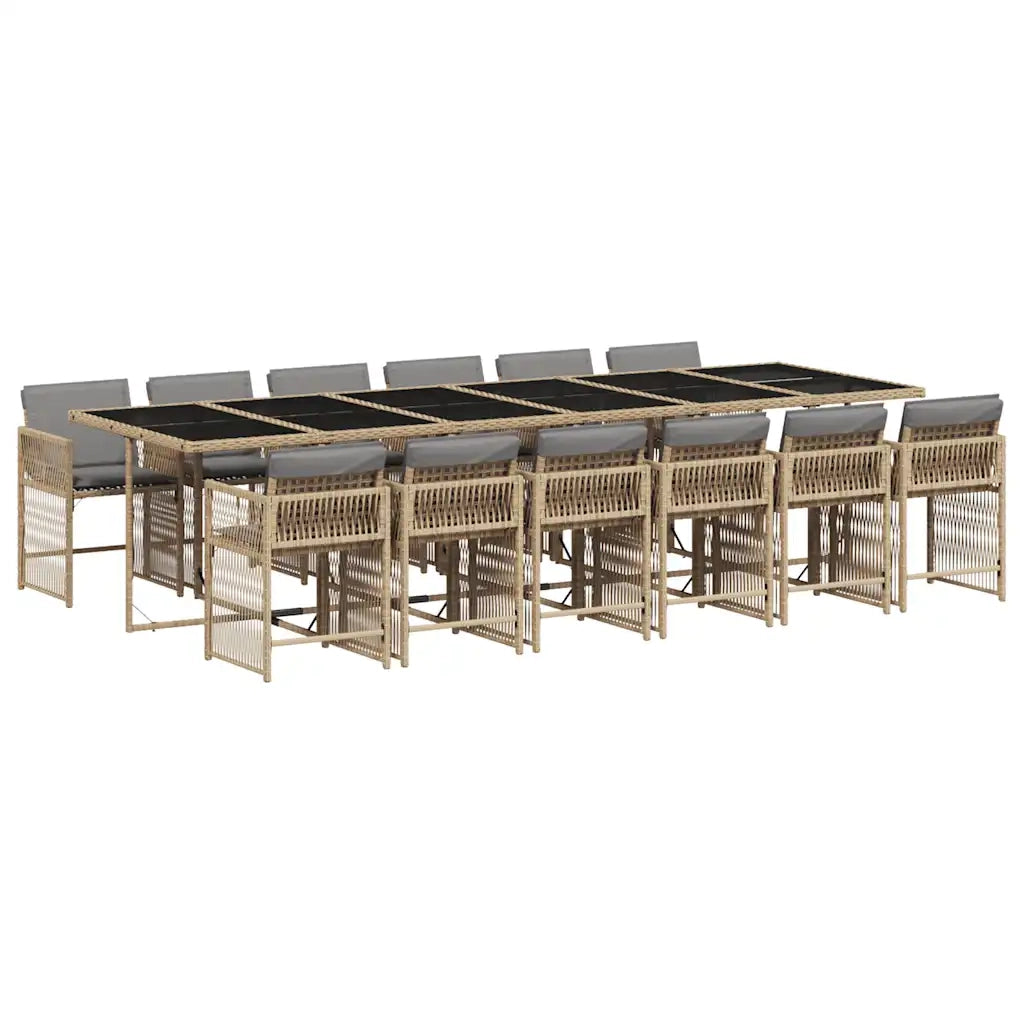 Set Pranzo da Giardino 13 pz con Cuscini Beige Misto Polyrattan 3211668