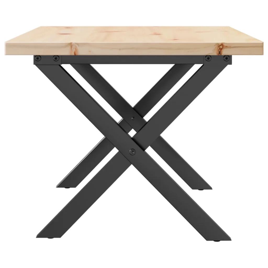 Tavolino Salotto Telaio a X 80x50x40,5 cm Legno Pino e Acciaio 3282750