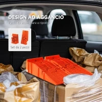 DURHAND Set 2 Rampe per Auto in Plastica con Carico Massimo 5 Tonnellate, 91x30x21 cm, Arancione