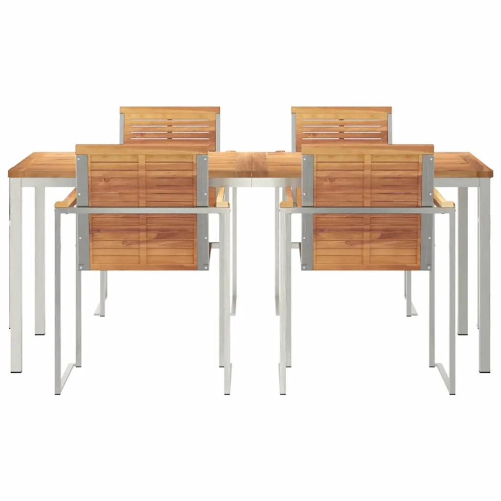 Set da Pranzo per Giardino 5 pcs Marrone Legno di teak solido 3334825