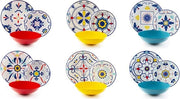 Servizio da 6 persone in porcellana e ceramica multicolore a 18 pezzi.