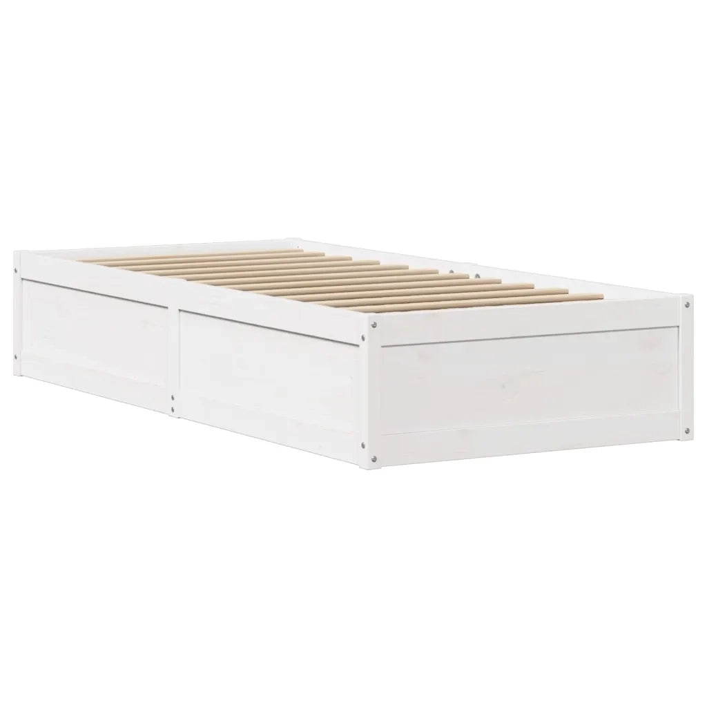 Giroletto con Testiera Bianco 90x190 cm Legno Massello di Pino 3307105