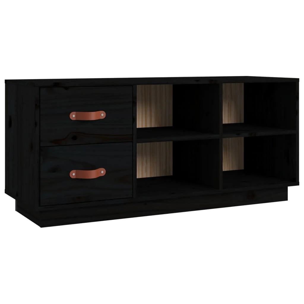 Panca portascarpe/stivali cassettiera scaffale mobiletto portaoggetti per ingresso 100 x 34 x 45 cm legno di pino massello nero 02_0022980