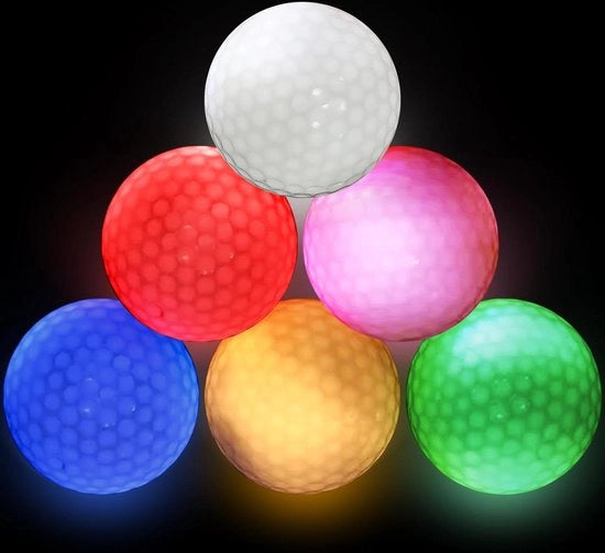 Set di palloni di golf per allenamento con LED per lunghe distanze - set di 6 - rosso giallo verde blu bianco rosa.