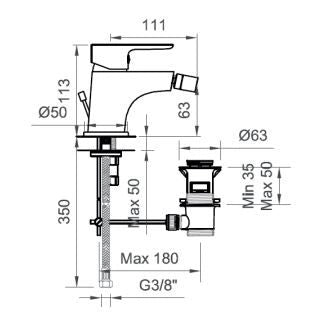 Miscelatore Rubinetto Bidet Monocomando Cromato Serie ECOSTYLE