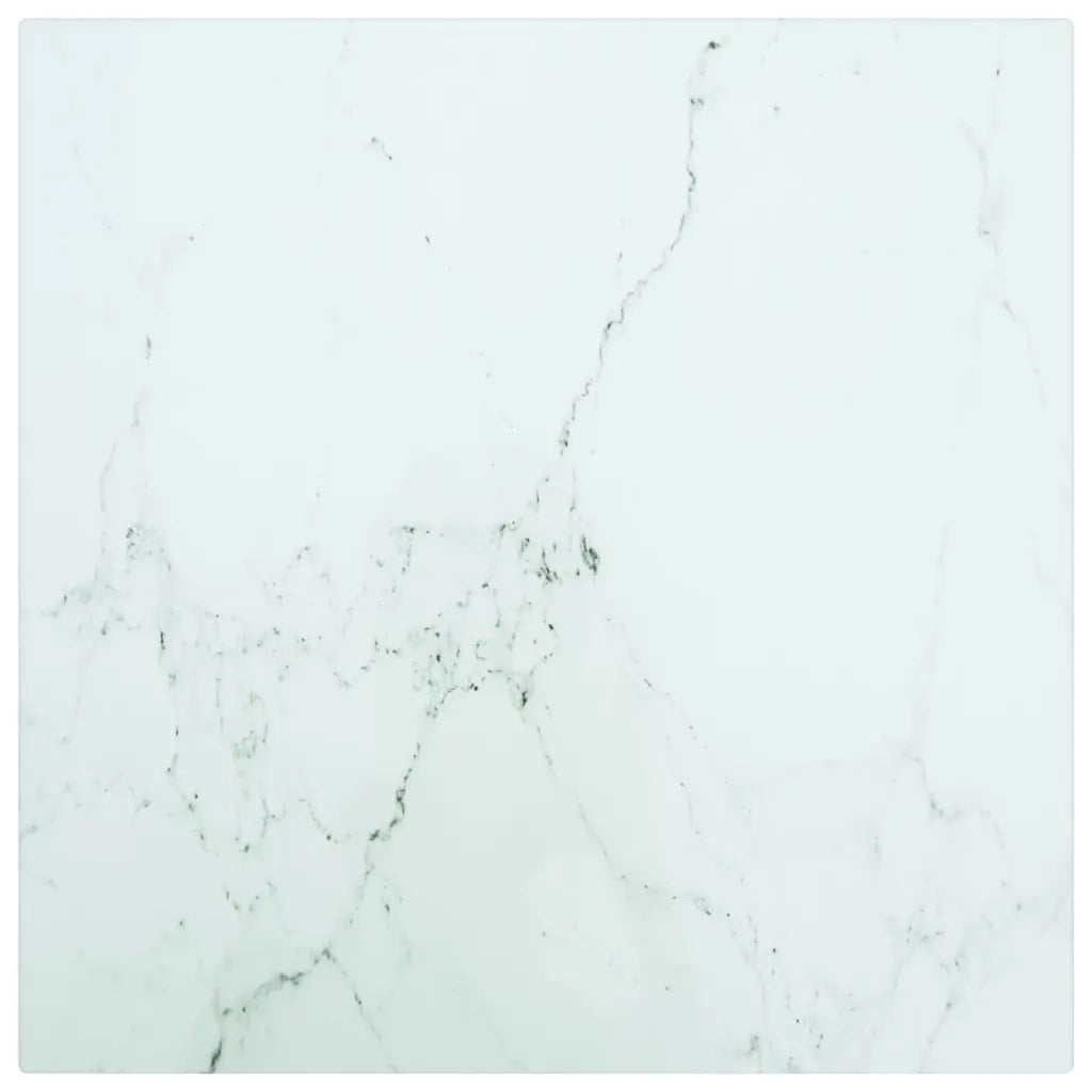 Piano Tavolo Bianco 30x30 cm 6mm Vetro Temperato Aspetto Marmo cod mxl 69238