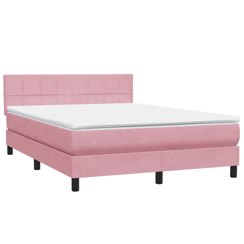 Letto a Molle con Materasso e LED Rosa 160x220 cm in Velluto 3316940
