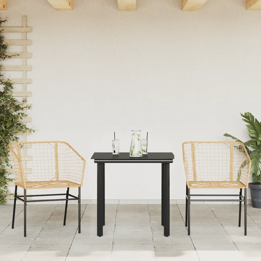 vidaXL Set da Pranzo da Giardino 3 pz Marrone in Polyrattan Vetro
